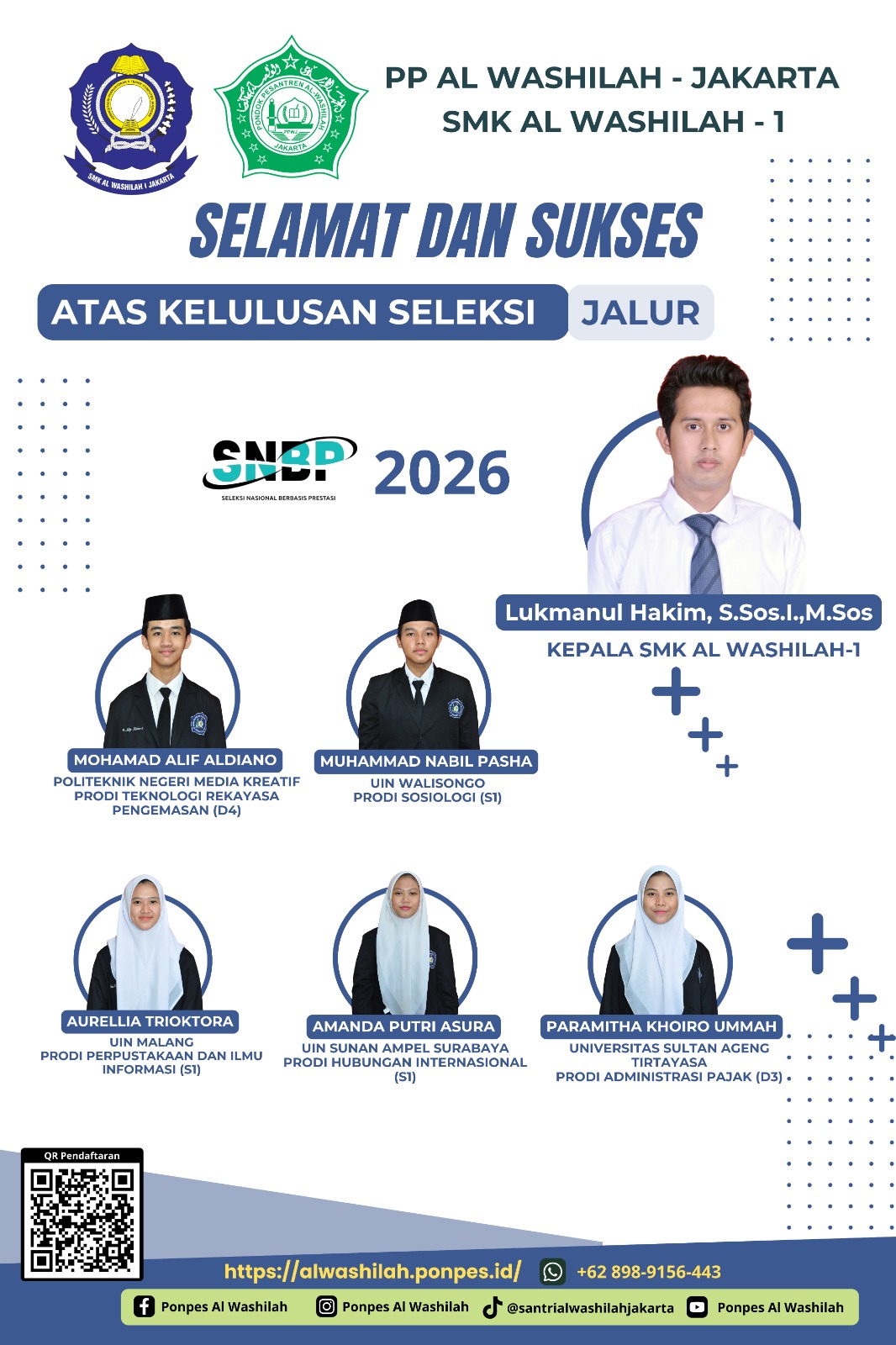 Read more about the article Tembus PTN Jalur SNBP 2026, Siswa TKJ dan Siswi MPLB SMKS Al Washilah 1 Jakarta Catat Prestasi Gemilang