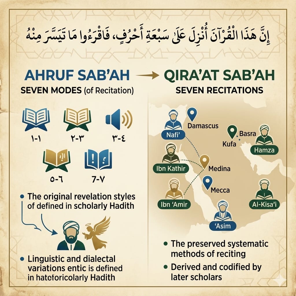 Read more about the article Ahruf Sab’ah dan Qira’at Sab’ah: Memahami Variasi Bacaan Al-Qur’an